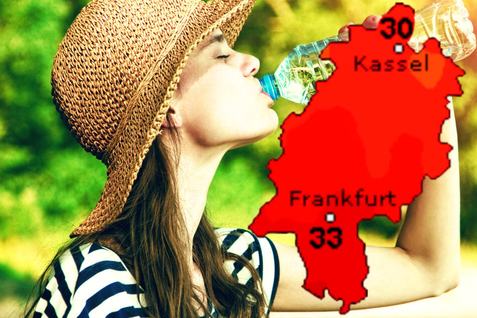 Heiße Sommertage mit Temperaturen jenseits der 30 Grad kommen auf die Menschen in Hessen zu, wie der Deutsche Wetterdienst und der Dienst Wetteronline.de (Grafik) vorhersagen.