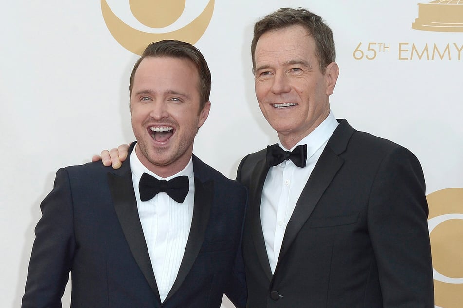 Die beiden Hauptdarsteller in Breaking Bad: Schauspieler Aaron Paul (45, l.) schlüpfte in die Rolle von "Jesse Pinkman". Bryan Cranston (68, r.) in die von "Walter White". (Archivbild)