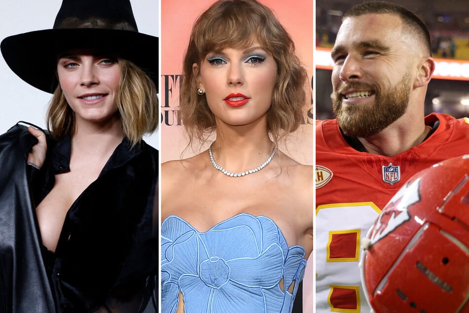 Cara Delevingne (l) praised Taylor Swift and Travis Kelce's (r) romance as she revealed the relationship feels "very different" for the pop star.
