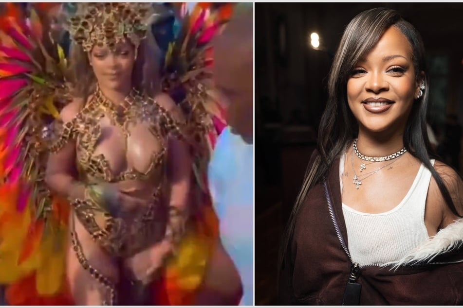 Rihanna returns to Crop Over festival in fabulous feathered costume!