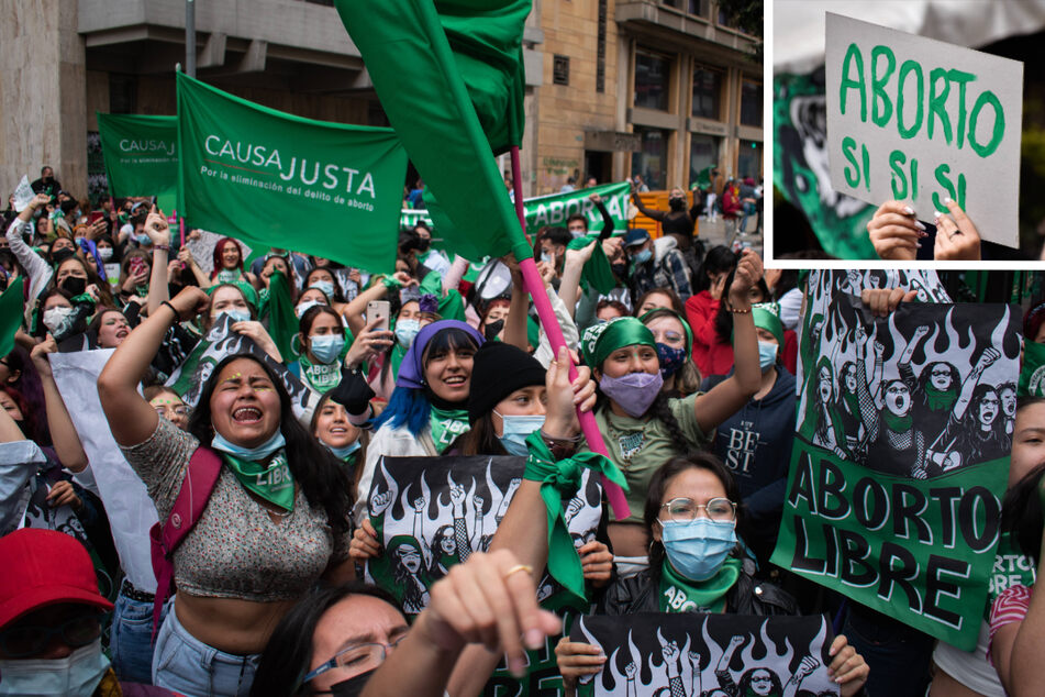 Pro-choice demonstrators celebrated outside the Constitutional Court in Bogotá on Monday as abortions were decriminalized in the country.