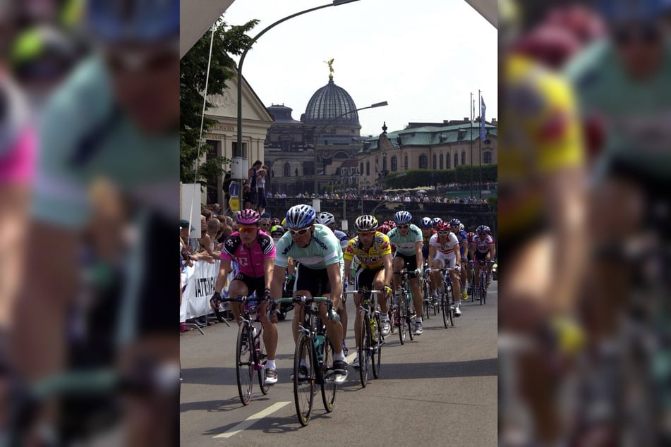 Lang ist es her! 2003 radelte Jan Ullrich (heute 52, l.) mit der Deutschland Tour durch Elbflorenz.