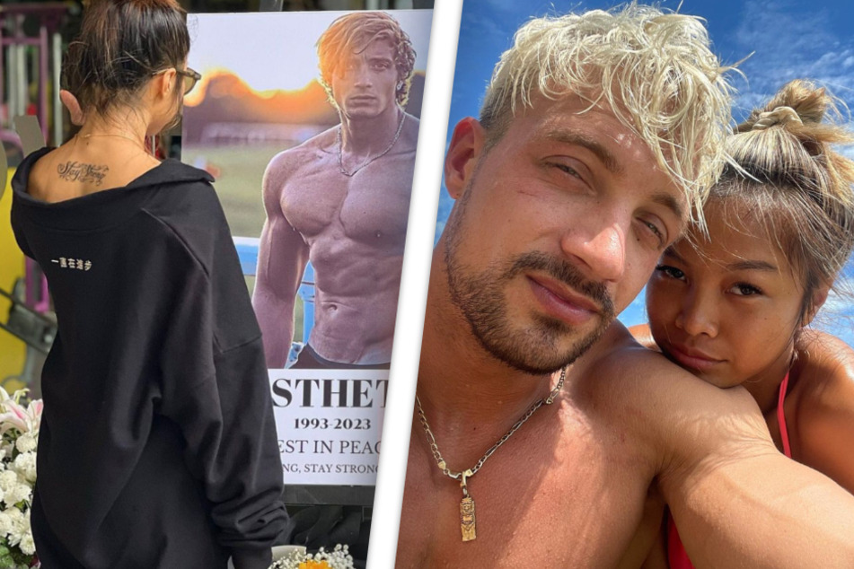 Ein Foto aus glücklichen Tagen (rechts): Joesthetics alias Johannes Lindner (†30) und seine Freundin Nicha. Bei der Trauerfeier in Lindners Stamm-Gym präsentierte seine Freundin ein besonderes Tattoo als Erinnerung an den Star-Influencer.