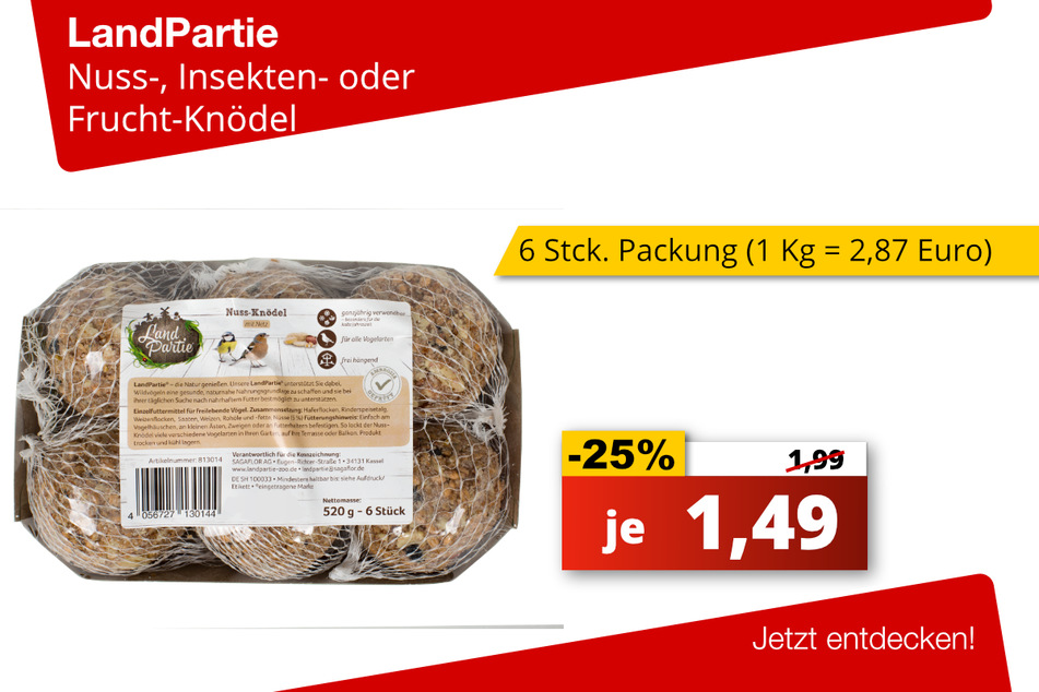 LandPartie Nuss-, trocken- oder Frucht-Knödel je 1,49 Euro (25 Prozent gespart)