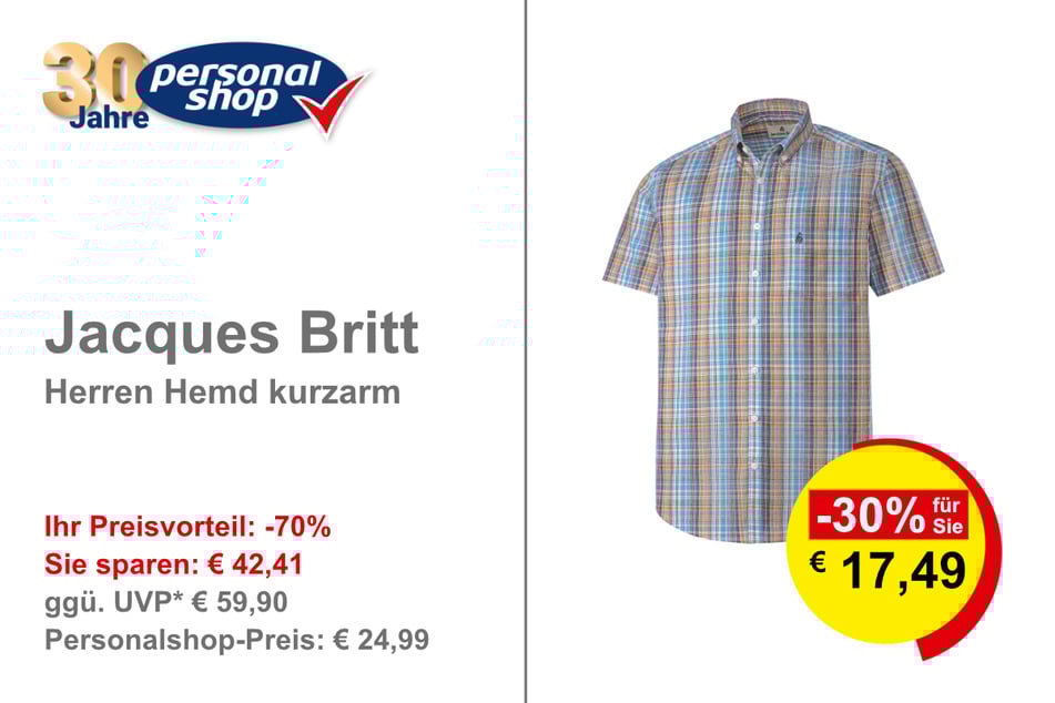 Jacques Britt Herren Hemd kurzarm