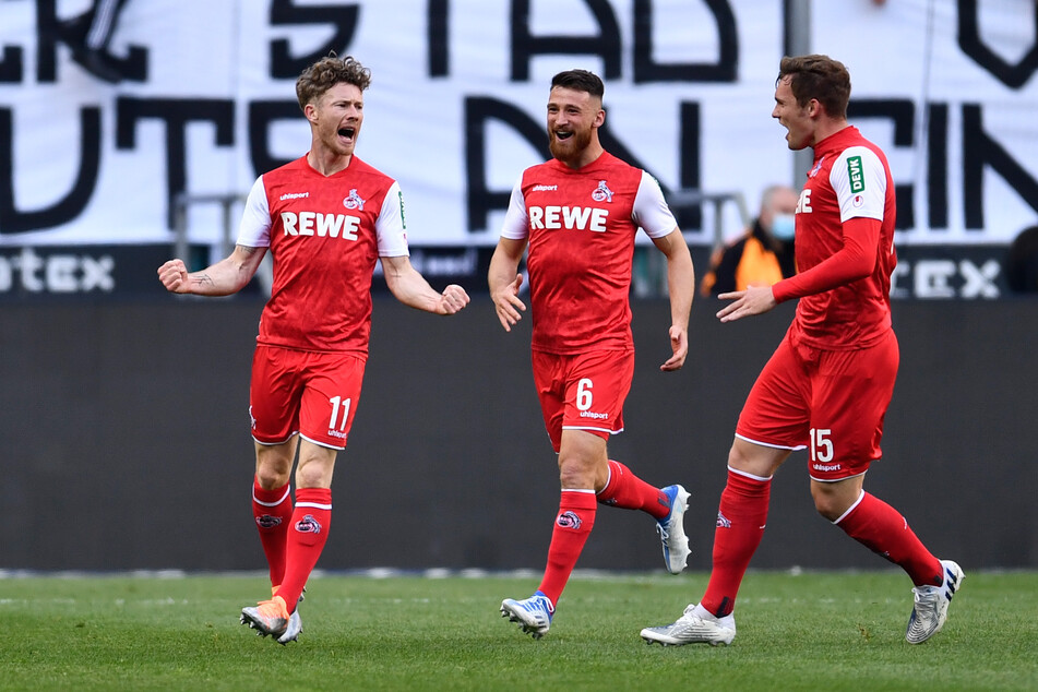 V.l.: Florian Kainz, Salih Özcan und Luca Kilian feierten einen souveränen Auswärtssieg. Wie schon im Hinspiel deklassierten die Kölner den Rivalen aus Gladbach.