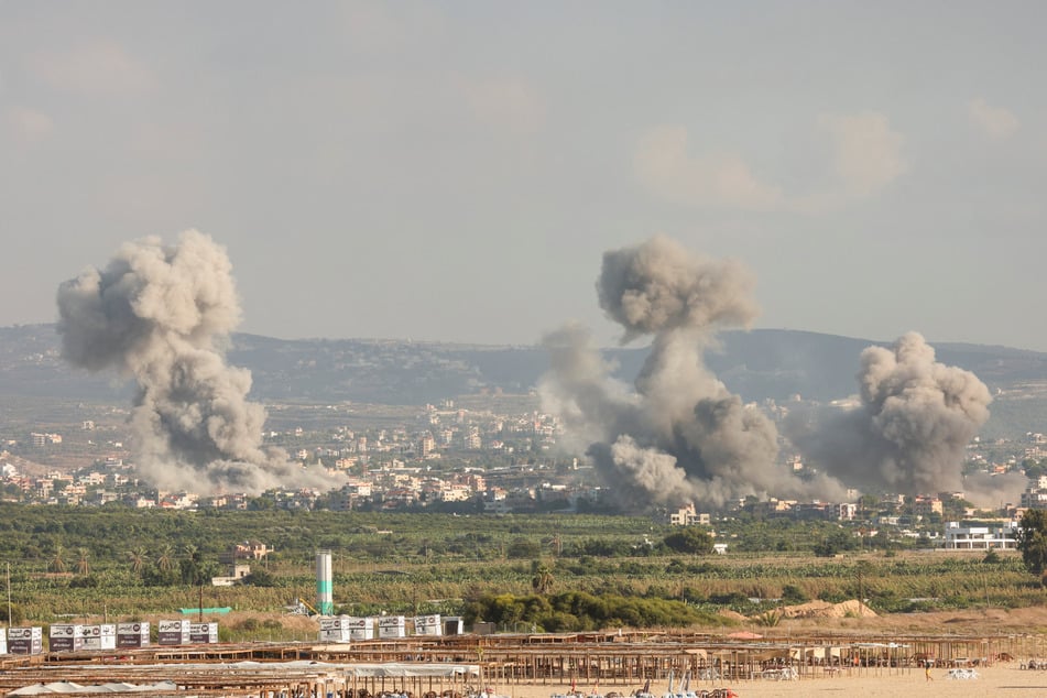 Smokes rise, amid ongoing cross-border hostilities between Hezbollah and Israeli forces, in Tyre, southern Lebanon, on Monday.