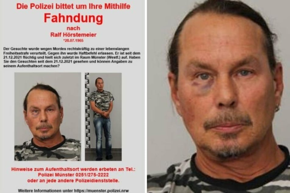 Ralf Hörstemeier (56) befindet sich auf der Flucht. Die Polizei fahndet nach dem rechtskräftig verurteilten Mörder. (Fotomontage)