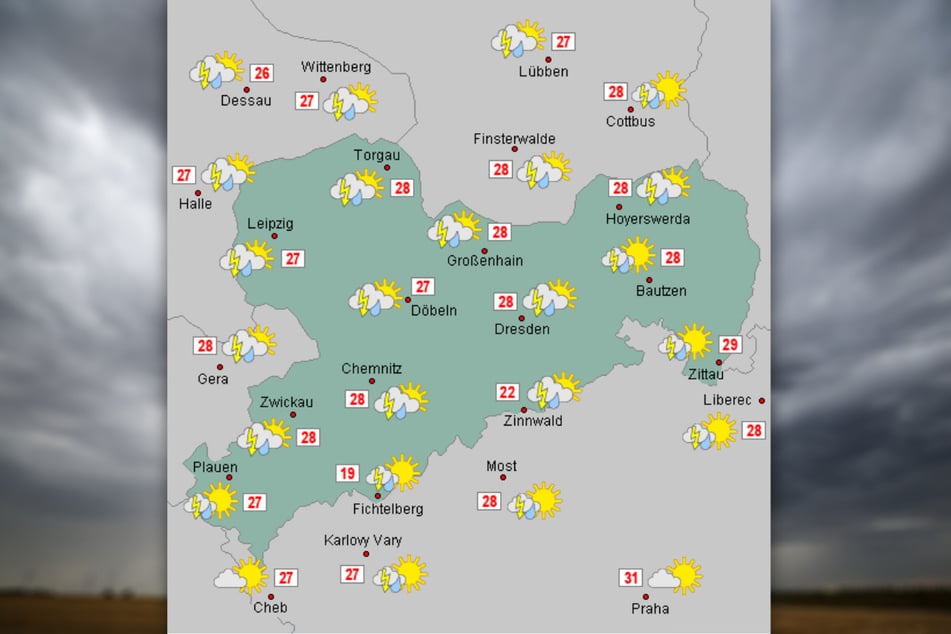 Am Abend sollen teils heftige Gewitter über den Freistaat ziehen. Vor allem der Norden ist laut DWD davon betroffen.