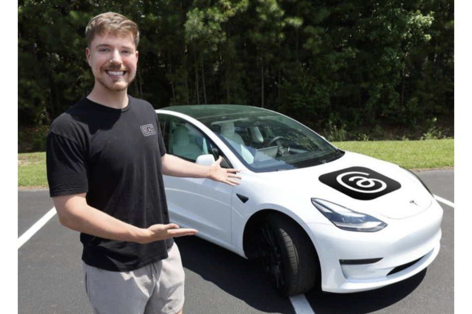 MrBeast showed off his Tesla giveaway on Threads.