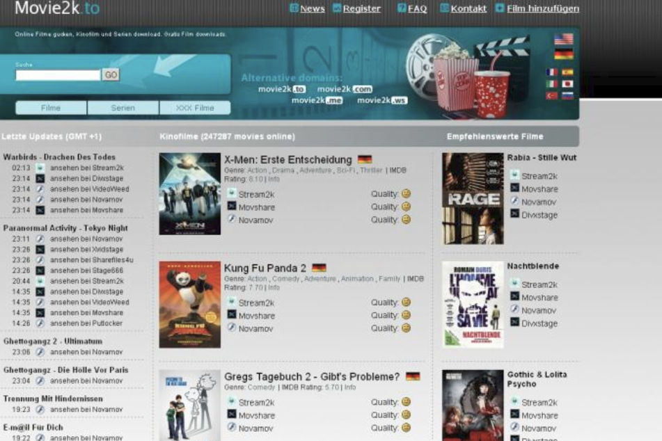"Movie2k.to" war 2013 die führende Streaming-Plattform für Raubkopien.