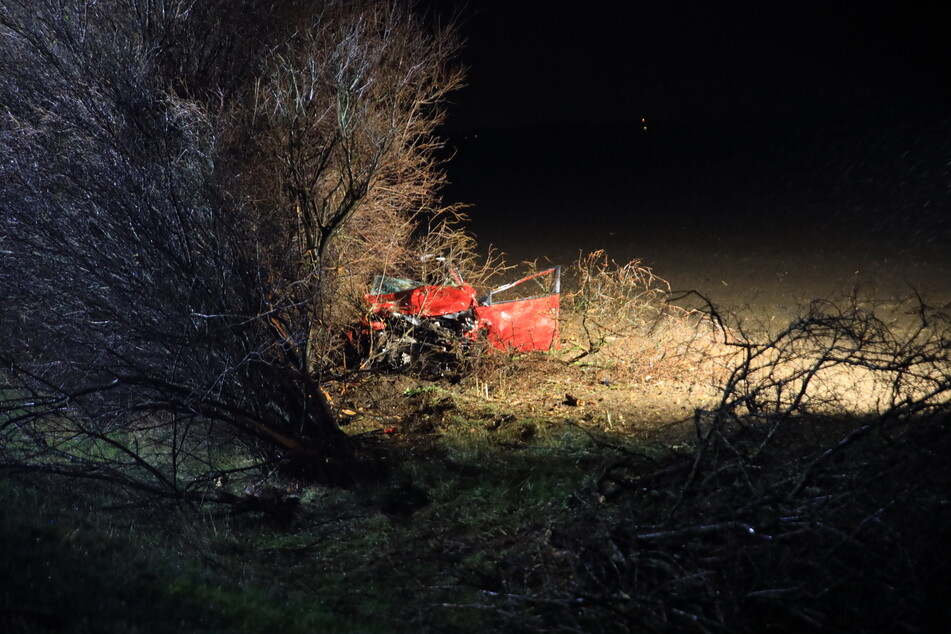 Nachdem sich das Auto überschlagen hatte, landete es in einem angrenzenden Feld.