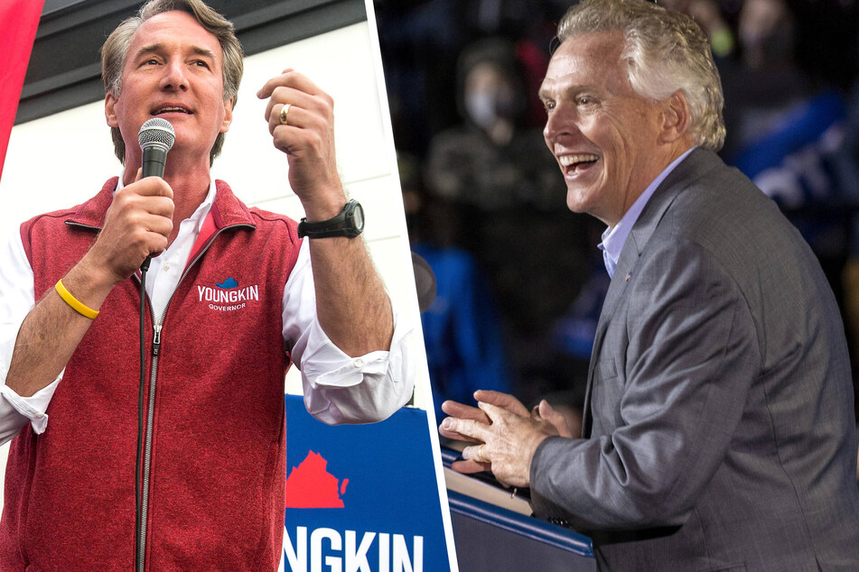 In Virginia, Trump-endorsed Glenn Youngkin (l.) is taking on former Democratic Governor Terry McAuliffe.
