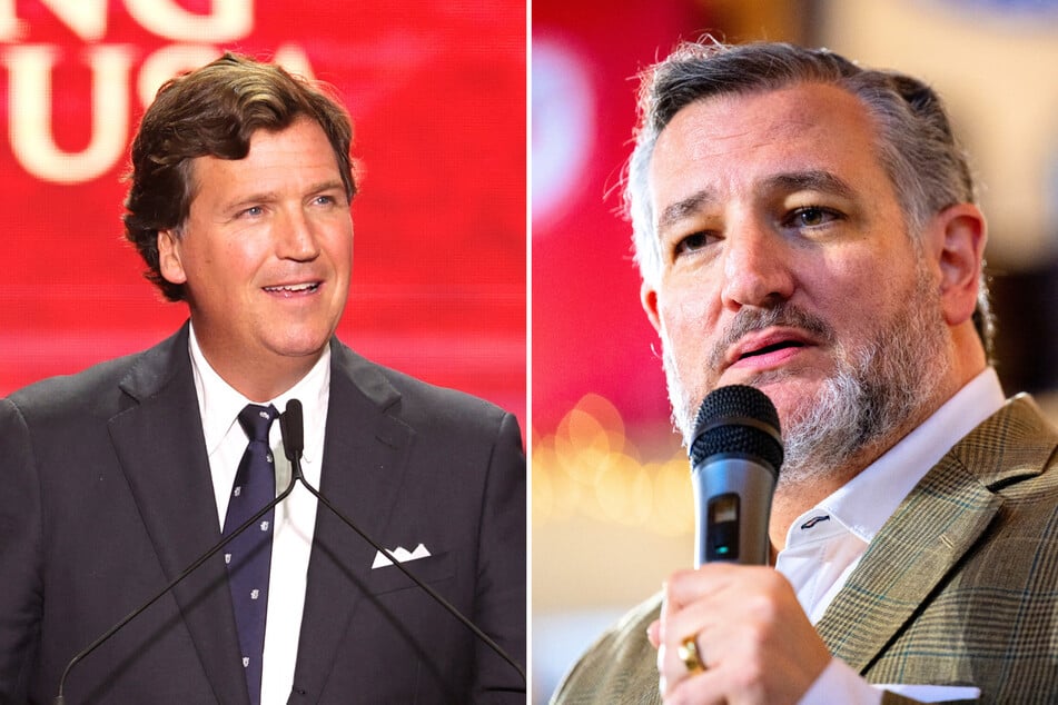 In a recent statement, Texas Senator Ted Cruz (r.) appeared to launch a bid for president using his ongoing feud with political commentator Tucker Carlson (l.)
