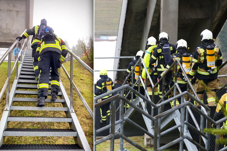 Für die Feuerwehrleute ist die Aktion eine harte Trainingseinheit!