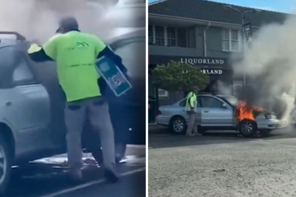 "Lo principal es que la cerveza esté a salvo", debió de pensar cuando su coche estalló de repente en llamas.