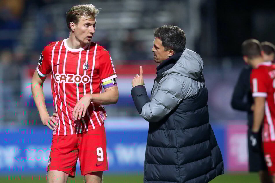 Stürmer und Trainer: Vincent Vermeij (30, l.) und Thomas Stamm (42) arbeiteten bereits in Freiburg erfolgreich zusammen.
