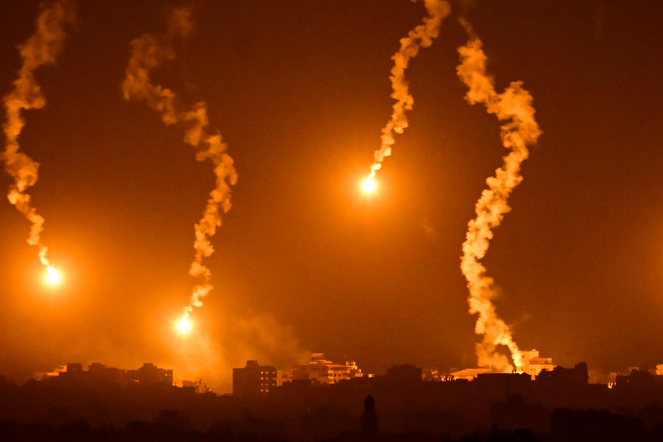 Flares are dropped by Israeli forces above the Palestinian enclave on November 5.