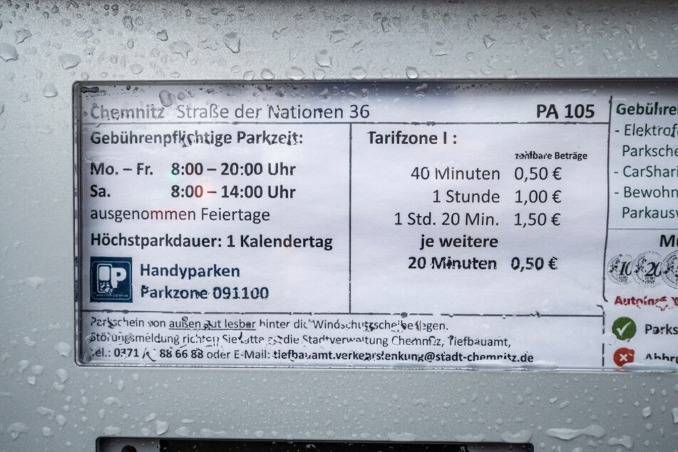 An Chemnitzer Automaten endet die Parkzeit um 20 Uhr.
