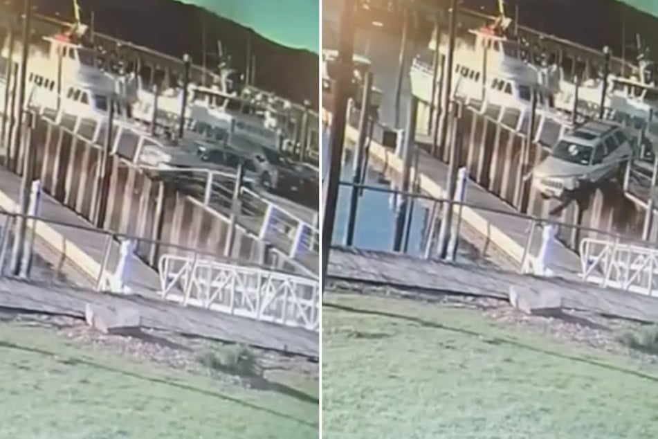 Ein Augenzeuge hielt fest, wie die Fahrerin (17) mit ihrem Jeep durch das Holzgeländer krachte.