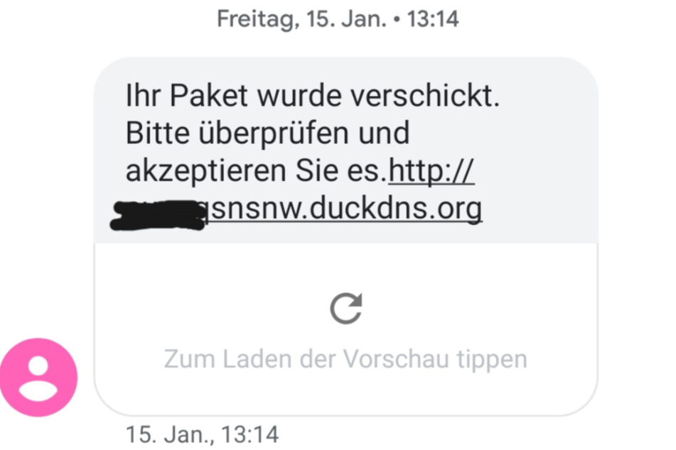 Die Polizei hat einen Screenshot einer solchen SMS veröffentlicht.