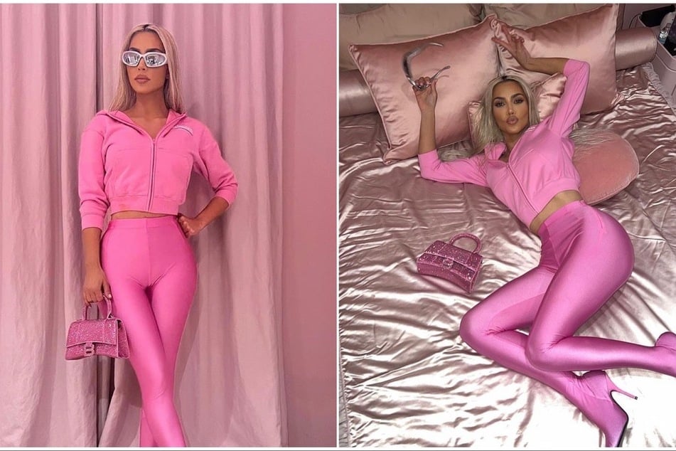 Kim Kardashian goes full Barbie girl in a skin-tight pink outfit