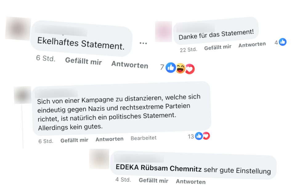 Unter dem Posting der Chemnitzer Edeka-Filiale gibt es Lob und Kritik.