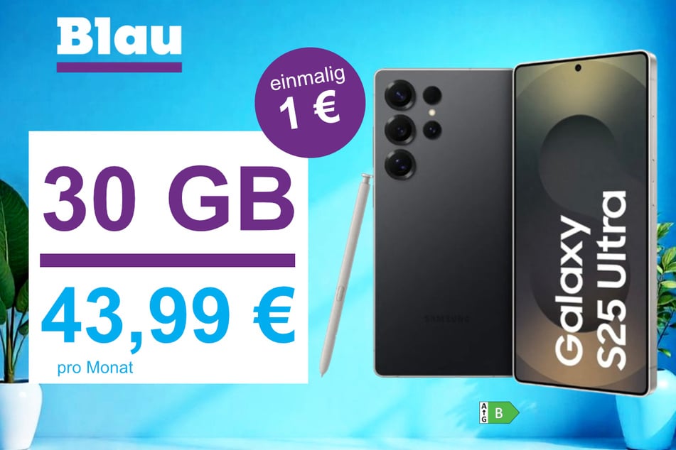 Das Samsung Galaxy S25 Ultra im Blau Allnet L für einmalig 1 Euro.