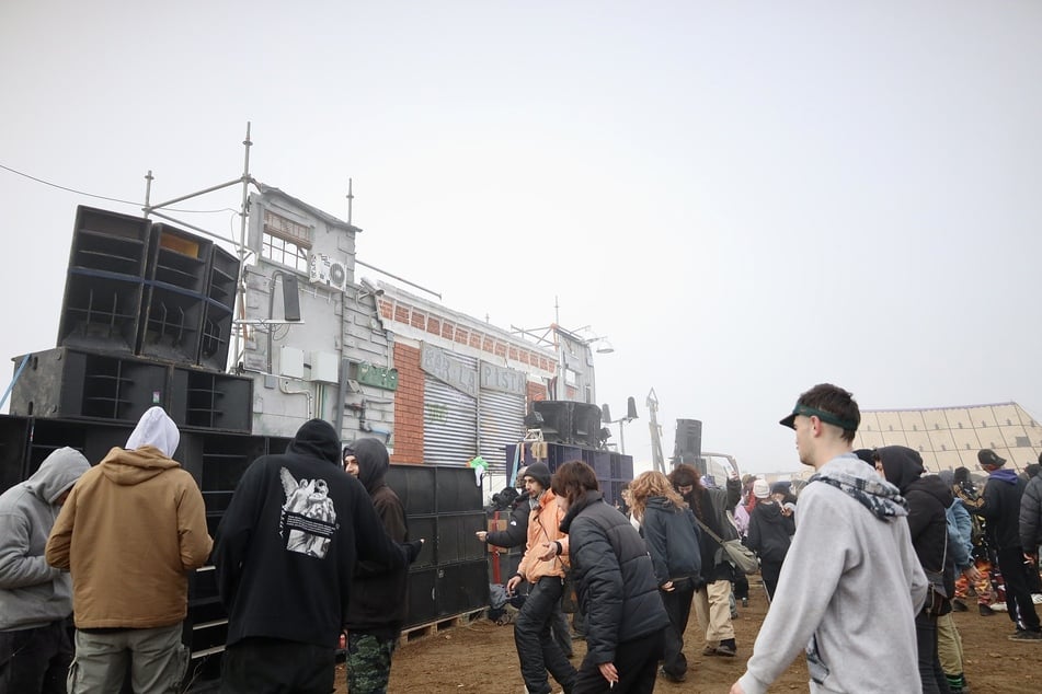 Even the low temperatures can't stop the party-goers from dancing.