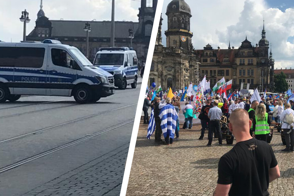 "Querdenker"-Demo in Dresden: Mehr als 2000 Menschen ziehen durch die Stadt