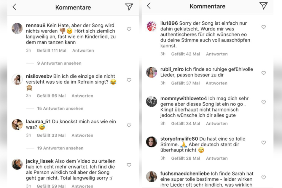 Sarah Lombardi (27) erntete für ihren Song barsche Kritik. Die Instagram-Community nahm kein Blatt vor den Mund.