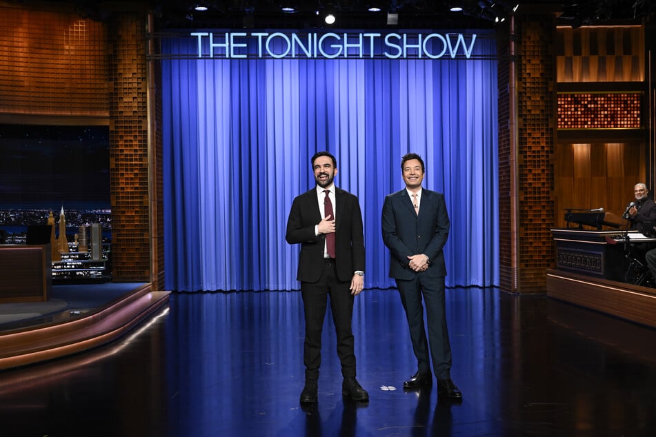 New York City Mayor Zohran Mamdani joins Jimmy Fallon on stage during the January 26, 2026, episode of The Tonight Show.