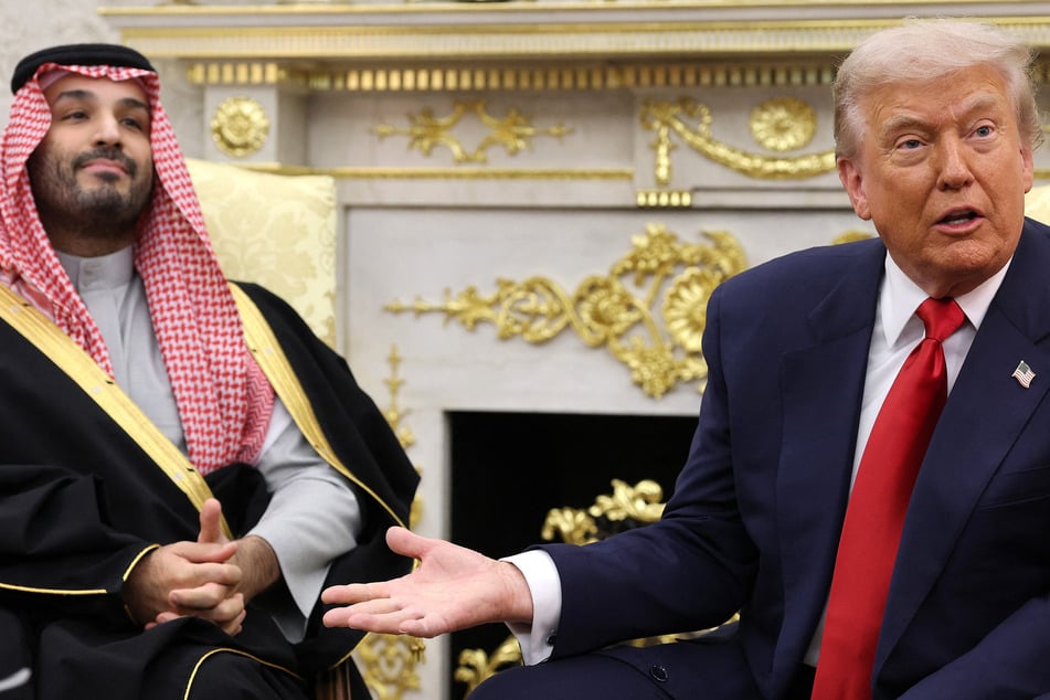 Trump's attacks against ABC News came amid a White House visit from Saudi Arabia's Crown Prince Mohammed bin Salman (l.) on Tuesday.