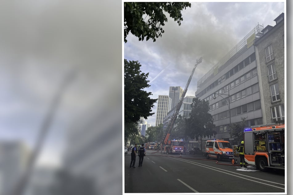 Frankfurt: Rauchsäule über Frankfurter Innenstadt: Feuerwehr im Großeinsatz