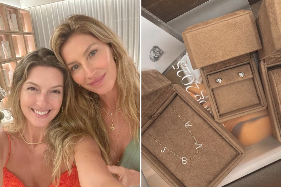 Mit der Kette liefert Gisele (45) einen ersten Hinweis auf den Vornamen ihres Babys.