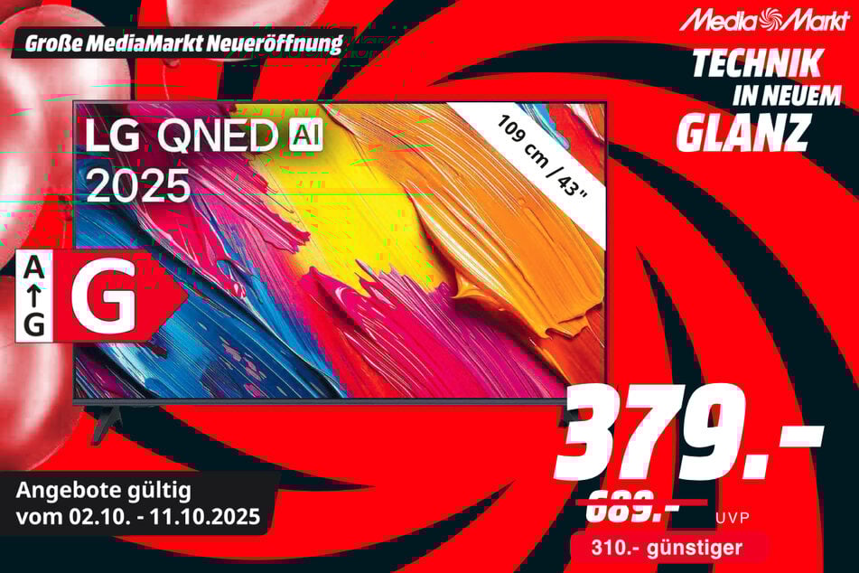 43-Zoll LG-Fernseher 43QNED70A6A für 379 statt 689 Euro.