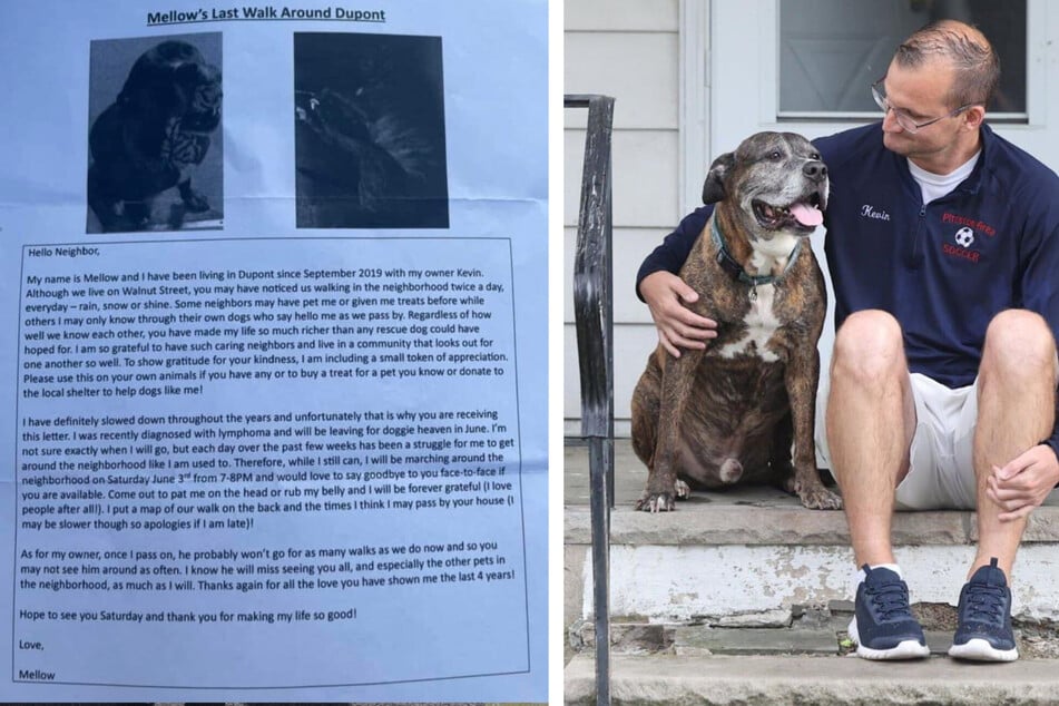 A whole neighborhood turned out to bid a dying dog farewell on his last walk around the block.