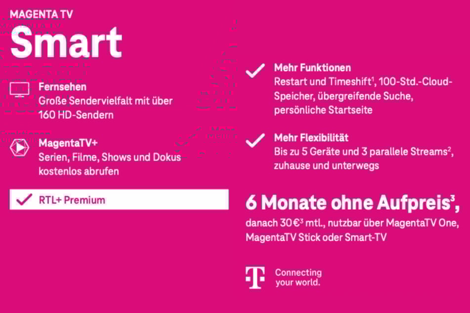 Telekom MagentaTV Smart die ersten 6 Monate für 0 Euro.