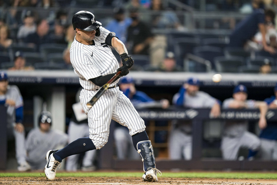 Yankees catcher Gary Sanchez hit a home run in the against the Texas Rangers on Monday night.