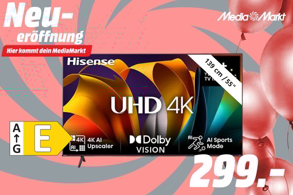 55-Zoll Hisense-Fernseher für 299 Euro.