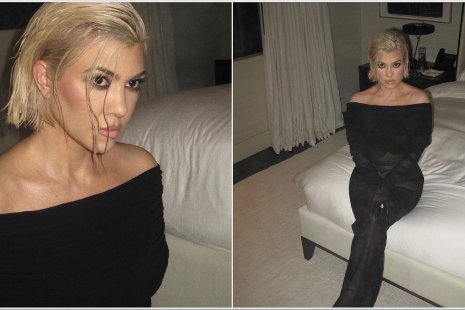 Kourtney Kardashian rocks blonde bob in see-through dress