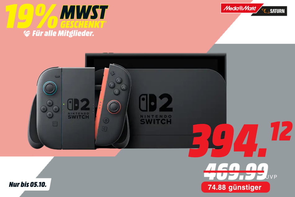 Nintendo Switch 2
für 394,12 statt 469,99 Euro.