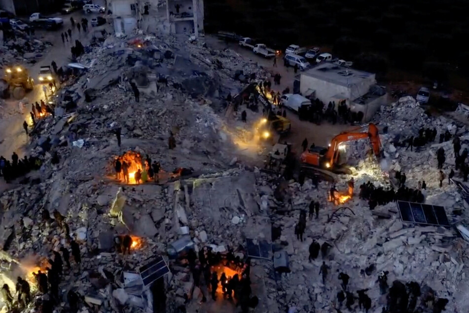 The rubble of collapsed buildings in Bisnia, Syria, following its recent devastating earthquake.