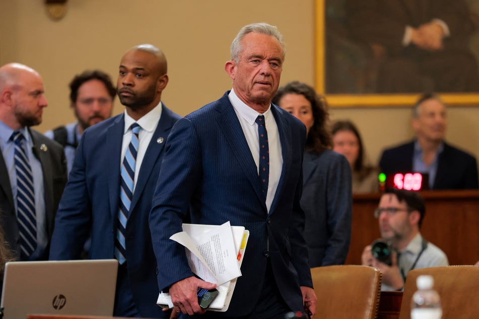 Secretary Robert F. Kennedy Jr. arrives to testify during a hearing of the House Committee on Ways and Means on Capitol Hill on April 16, 2026 in Washington, DC.