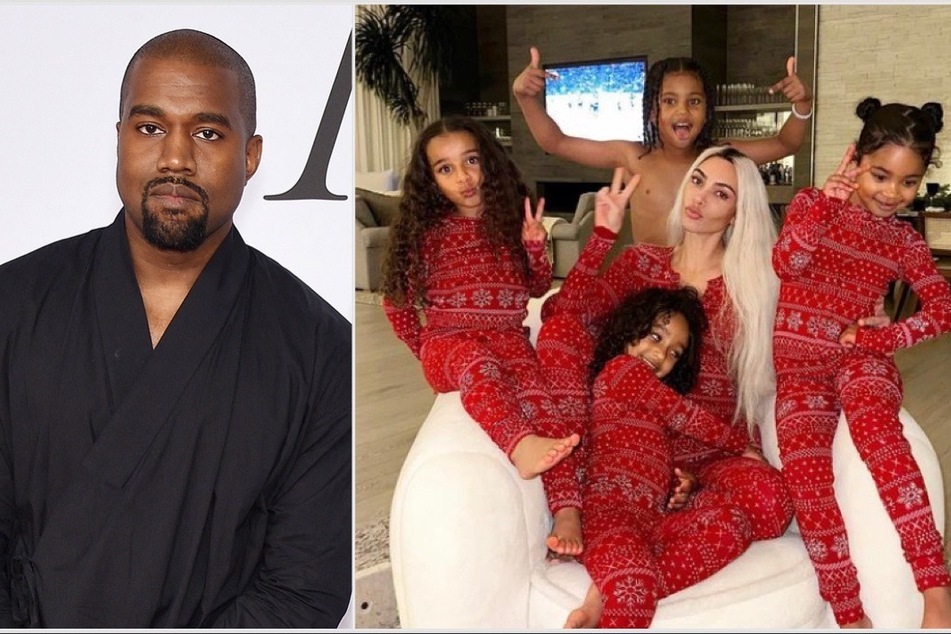 Kim Kardashian revealed that she "protects" her ex-husband Kanye "Ye" West (l) for the sake of their four kids.