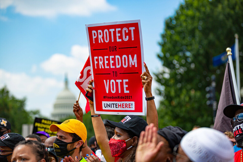 Hundreds gathered in Washington DC on August 2 in a Moral Monday Protest demanding voter protections.