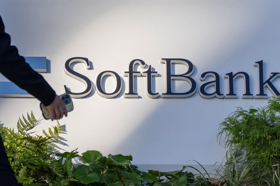 The logo of Japanese company SoftBank Group at the company's headquarters in Tokyo on November 21, 2025.