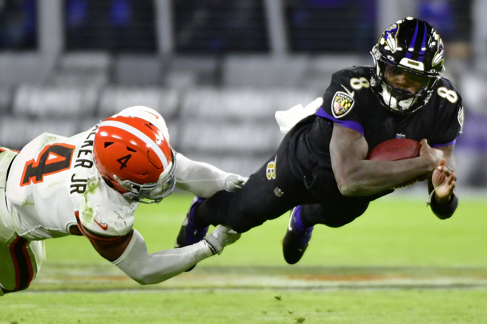 Ravens quarterback Lamar Jackson threw four picks but a decisive touchdown to beat the Browns on Sunday night.