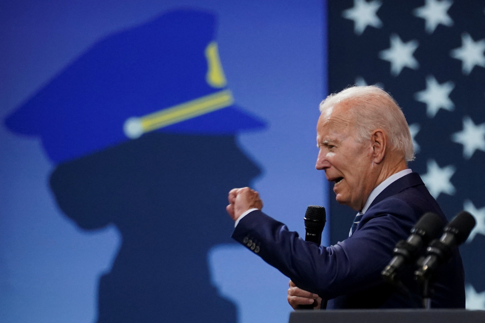 President Joe Biden speaking at the Marts Center on the campus of Wilkes University, Pennsylvania.