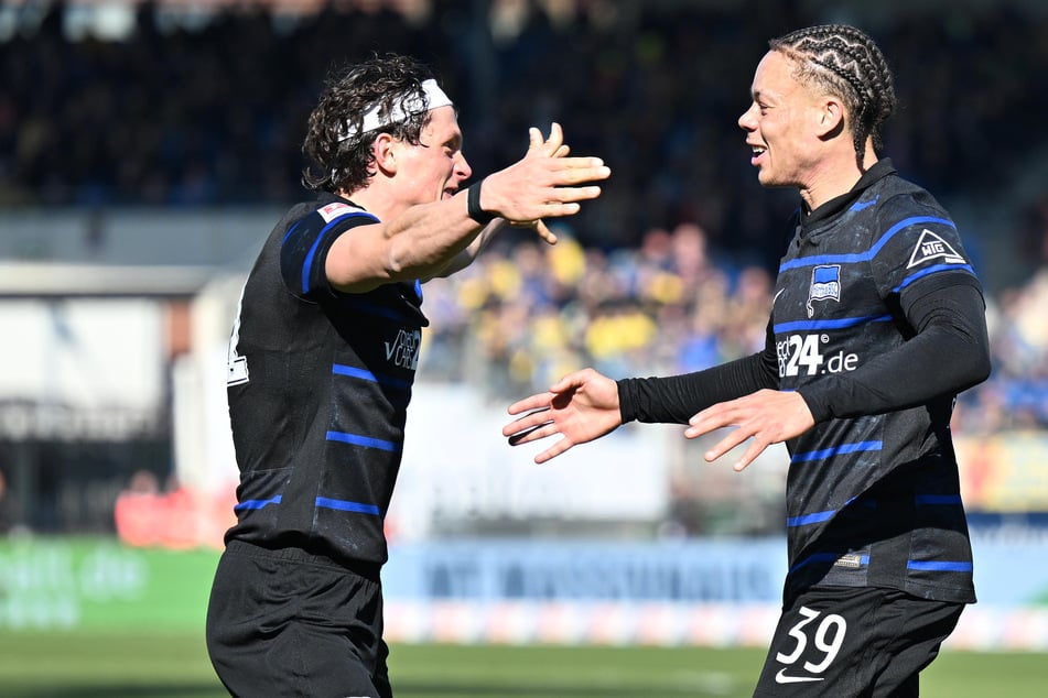Das Sturm-Duo Derry Scherhant (22, r.) und Fabian Reese (27) wird es nächste Saison nicht mehr geben.